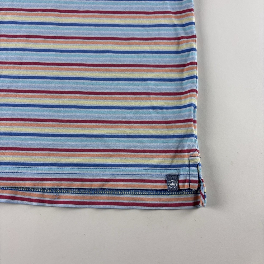 Peter Millar Men's Larg Golf Polo Shirt Pastel Rainbow Striped Pima Cotton Soft - Picture 4 of 8